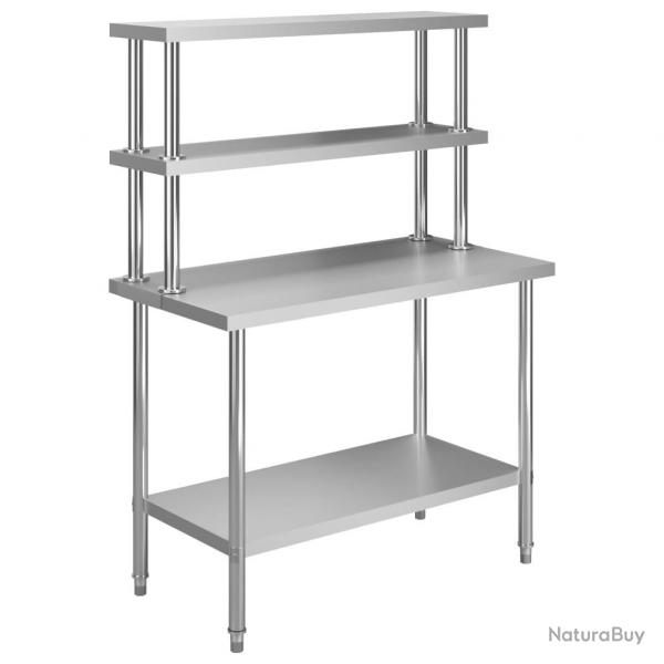 Table de travail de cuisine avec tagre 120 x 60 x 150 cm acier inoxydable 02_0001920
