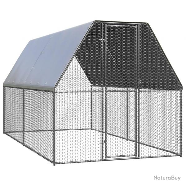 Poulailler d'extrieur 2 x 4 x 2 m acier galvanis toit rsistant  l'eau 02_0001689