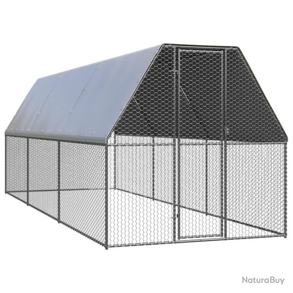 Poulailler d'extrieur 2 x 6 x 2 m acier galvanis toit rsistant  l'eau 02_0001690