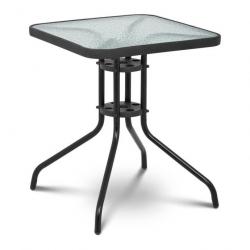 Table de jardin carrée plateau de verre 60 x 60 cm noir 14_0003614