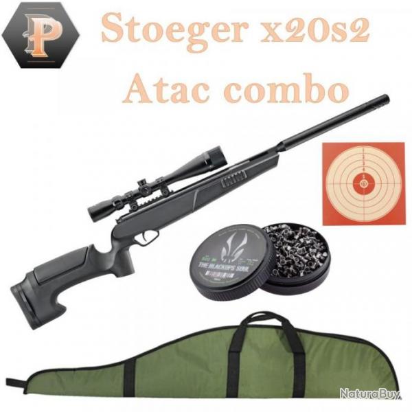 Pack carabine air comprim Stoeger x20s2 Synthtique cal 4.5 19.9J + fourreau + plombs + cibles