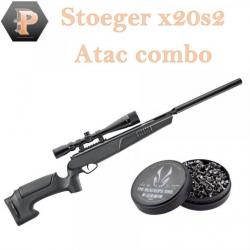 Pack carabine air comprimé Stoeger x20s2 Synthétique cal 4.5 19.9J + plombs
