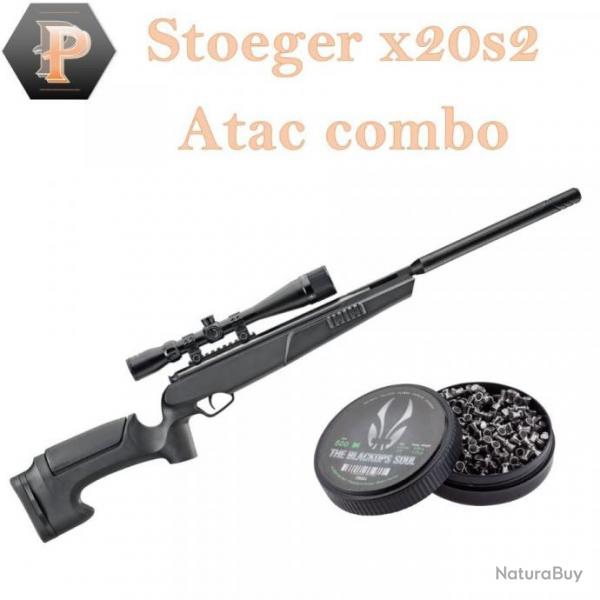Pack carabine air comprim Stoeger x20s2 Synthtique cal 4.5 19.9J + plombs