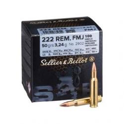 Munitions SELLIER/BELLOT 222 REM 50 GR FMJ VRAC X100