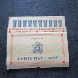 Rare pochette d'allumettes publicitaire pour l'US ARMY WWII, fabrication Pullmatch co.