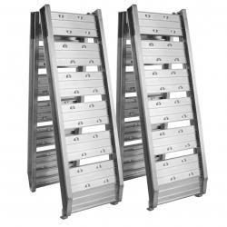 Lot de 2 rampes de chargement multi-usage pliante aluminium rail collision 182 cm jusqu'a 400kg gri
