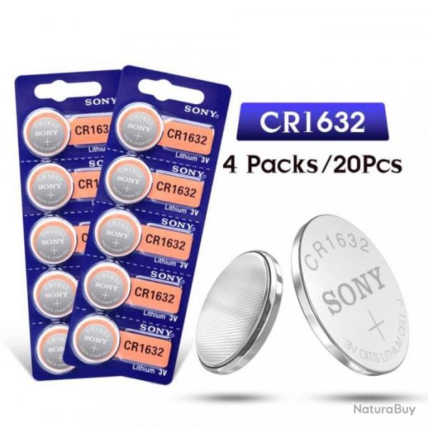 20 pices Sony CR1632 pile bouton Lithium pile bouton 3V LM1632