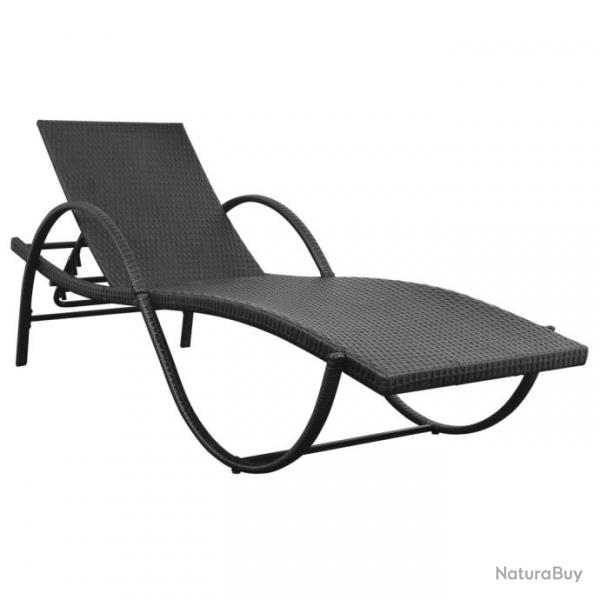 Chaise longue avec coussin Rsine tresse Noir