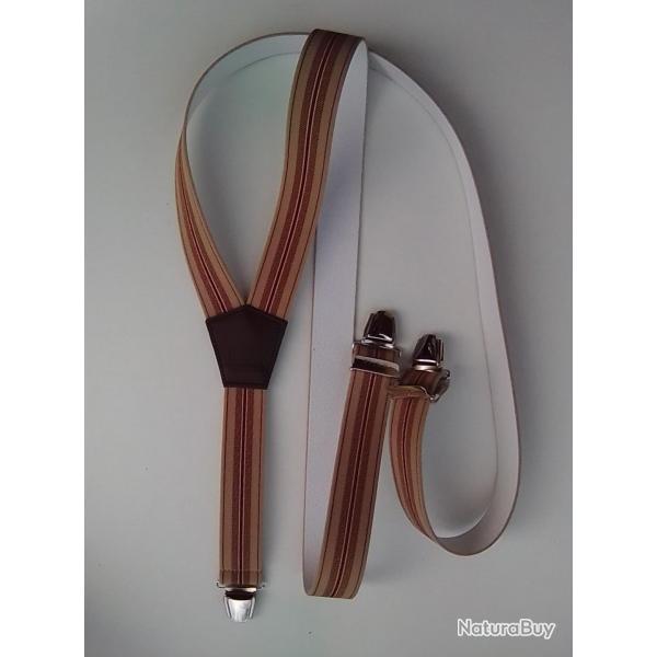 Bretelles  pinces et  rayures Le Laboureur Marron