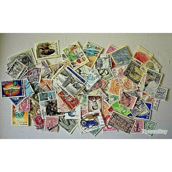 Lot BEL1 de 100 timbres de Belgique oblitrs tous diffrents