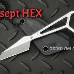 Couteau de Cou Karambit Kansept HEX Light Stonewashed Lame Acier 14C28N Etui Kydex KG0001A1