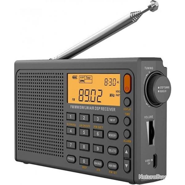 Radio FM numrique multi bande rtroclaire - Gris - Livraison gratuite et rapide