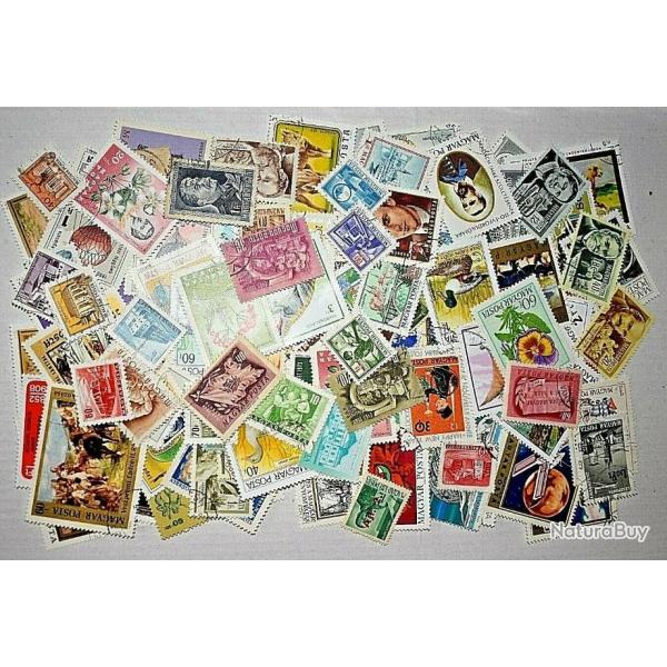 Lot HNG2 de 100 timbres d'Hongrie oblitrs tous diffrents