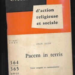 cahiers d'action religieuse et sociale 364-365 1er mai 1963