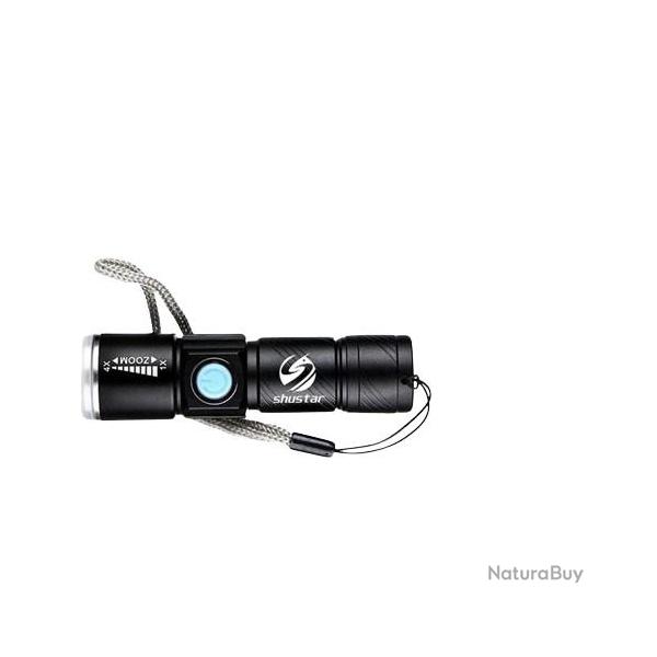 Lampe de Poche Torche Puissante USB LED tanche 3 Modes Batterie Intgre Camping Randonne Neuf