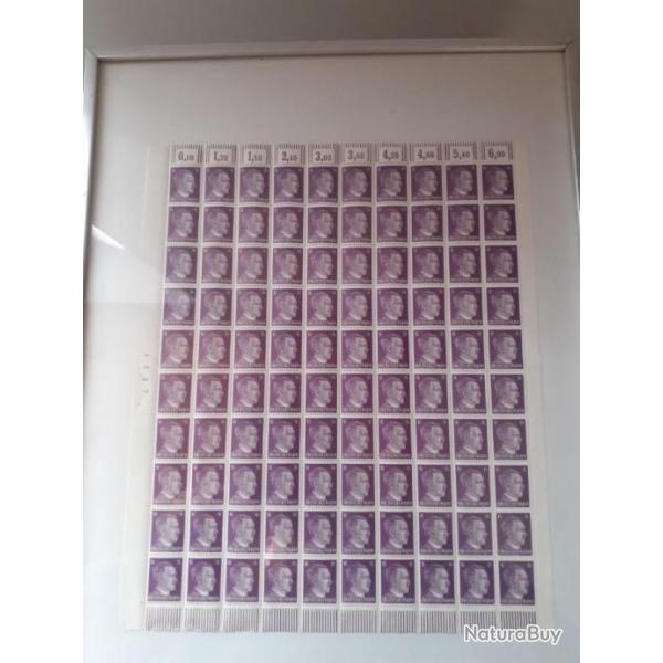 planche de cent  timbres      allemand-   WWII