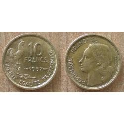 France 10 Francs 1957 Coq Guiraud Piece Frcs Frc Frs