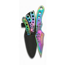 Set de 3 couteaux de lancer / Kunaï couleur Rainbow