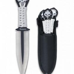 Set de 3 couteaux de lancer "Tête de mort" / Kunaï Noir et Blanc