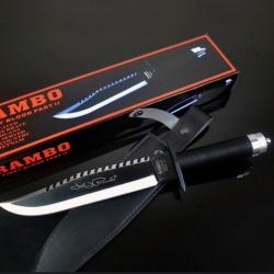 Lot de 2 Rambo II' Couteau de luxe s 40cm avec étui en cuir  outils de survie TRÈS ROBUSTE 700g 1B