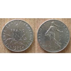 France 1 Franc 1976  Piece Semeuse Francs Nickel