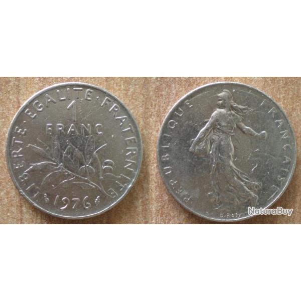 France 1 Franc 1976  Piece Semeuse Francs Nickel