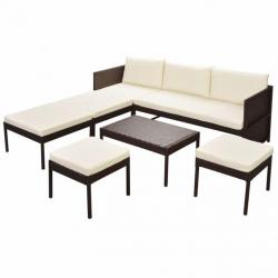 Salon de jardin 6 pcs avec coussins Résine tressée Marron 43009