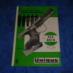 Dépliant pistolet UNIQUE DES 823-U cal. 22 short