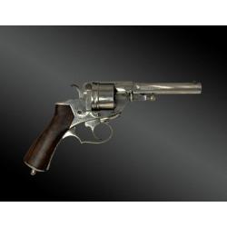 Revolver Perrin modèle 1865, simple et double action, finition nickelée France XIXème