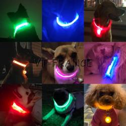 Collier LED USB pour Chiens Chiots, Couleur: Au Choix, Taille: XS 28-38cm