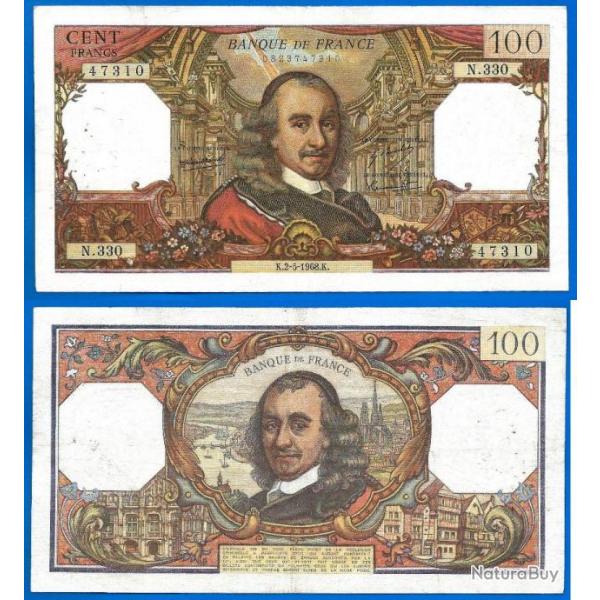 France 100 Francs 1968 Billet Corneille Pierre Franc Frcs