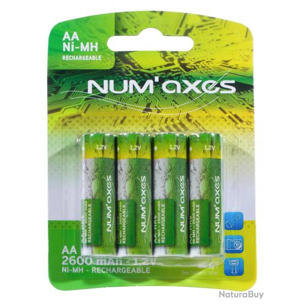 Piles Rechargeables Num'Axes AA HR6 1,2 Volts