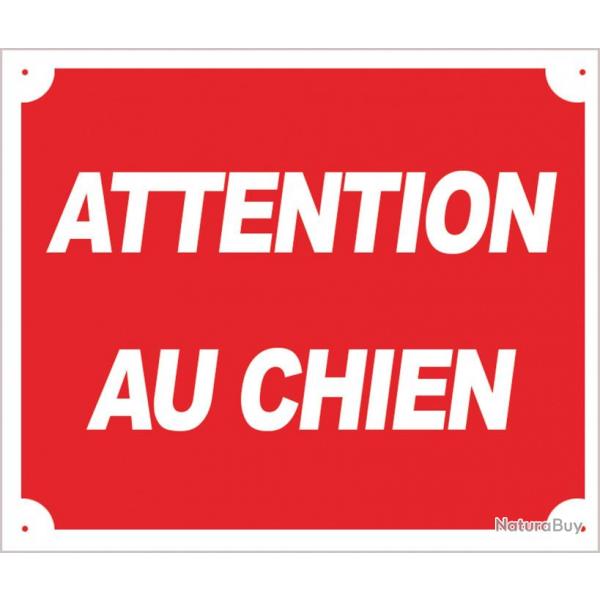 Panneau Attention Au Chien En Aluminium Rouge