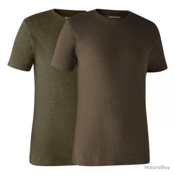 Lot de 2 T shirts col rond DeerHunter Basic Vert marron