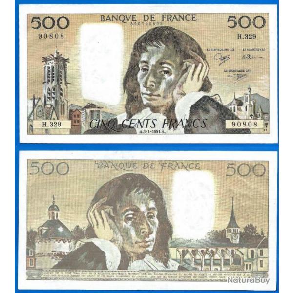 France 500 Francs 1991 Grand Billet Pascal Franc