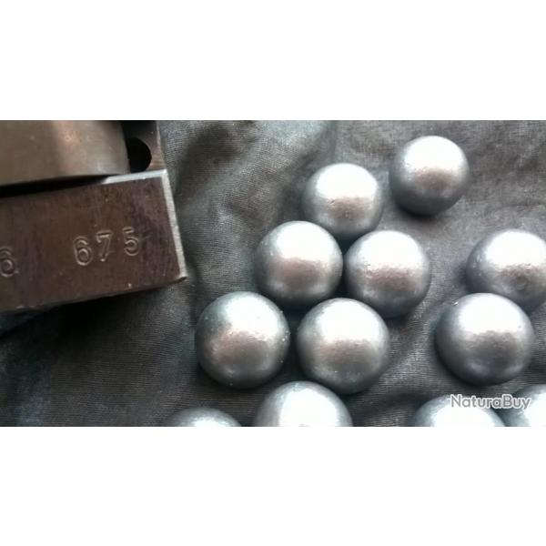 80 Balles ronde (hyper-sphrique) Calibre .675 - 17,10mm Poids 460 grains , roules graphite
