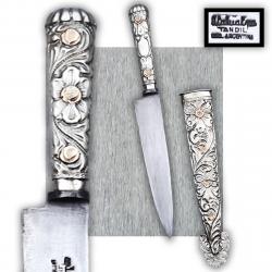 RARISSIME & SUPERBE DAGUE / GLAIVE ARGENTINE, TYPE GAUCHO, XIX, ENTIÈREMENT GRAVÉ, ORIGINAL