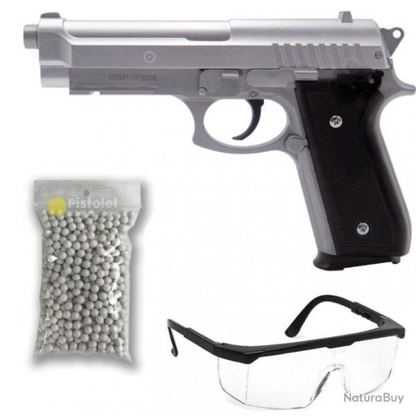 Pack airsoft Taurus PT92 HPA series spring Cybergun - Mtal Noir / argent
