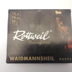 Cartouches Rottweil Waidmannsheil Pappe douille carton cal. 12/70 N°5 DESTOCKAGE!!!