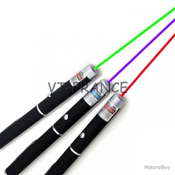 Pointeur Stylo Laser Haute Puissance 5mW, Couleur: Vert+Rouge+Violet