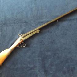 Beau fusil de chasse juxtaposé a broche (canon acier Lebel) artisanal stéphanois calibre 20 fin XIXe
