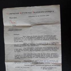 LETTRE RECRUTEMENT SUR NAVIRES AFFRÊTÉS PAR LES ALLEMANDS 1943 FRENCH LINE COMPAGNIE TRANSATLANTIQUE
