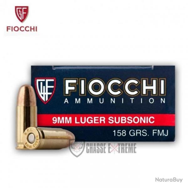 50 Munitions FIOCCHI Cal 9 Luger Subsonic 158Gr Fmj