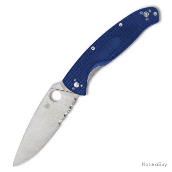 C142PSBL-Couteau pliant Spyderco Resilience bleu semi-dent