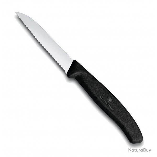 Couteau office "SwissClassic" crante pointe rabattue 8 cm, Couleur noir [Victorinox]