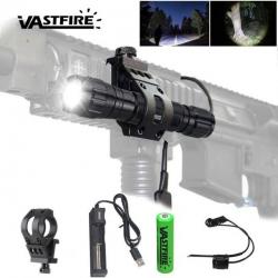 Lampe Poche Tactique Chasse Airsoft 501B Lumière Scout Lanterne Fusil Rail 20 mm 500 lm Q5 T6,Rouge