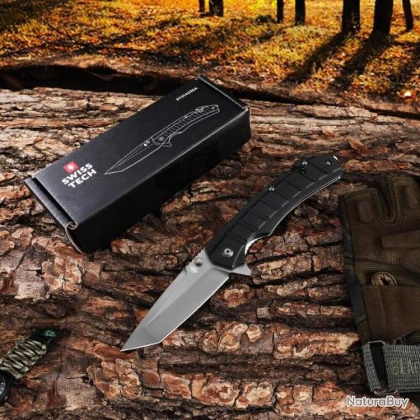 SWISS TECH Couteau Poche Pliant Tactique Survie Plein Air Couteaux Chasse Camping Chasse Top Marques