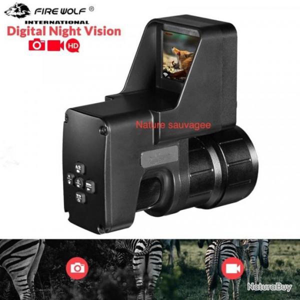 FIRE WOLF Dispositif Vision Nocturne HD1080p Wifi Porte 200M Objectif Fusil NV IR Camra Chasse