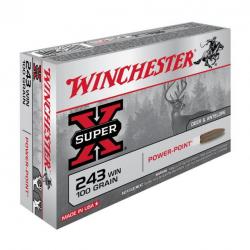 40 Munitions grande chasse Winchester Calibre 243 WIN Power Point 100gr