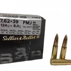 50 munitions Sellier & Bellot 7.62x39 123 grains FMJ